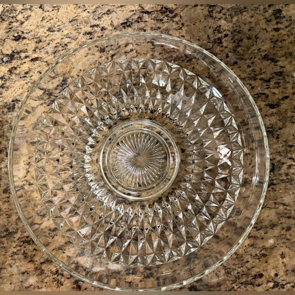Indiana Glass Salad or Serving Bowl Diamond Point 3”X13” approx. Party Ware! - Picture 3 of 5